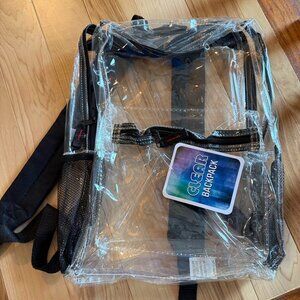 Clear and black backpack